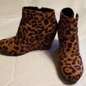 Leopard Wedge Bootie